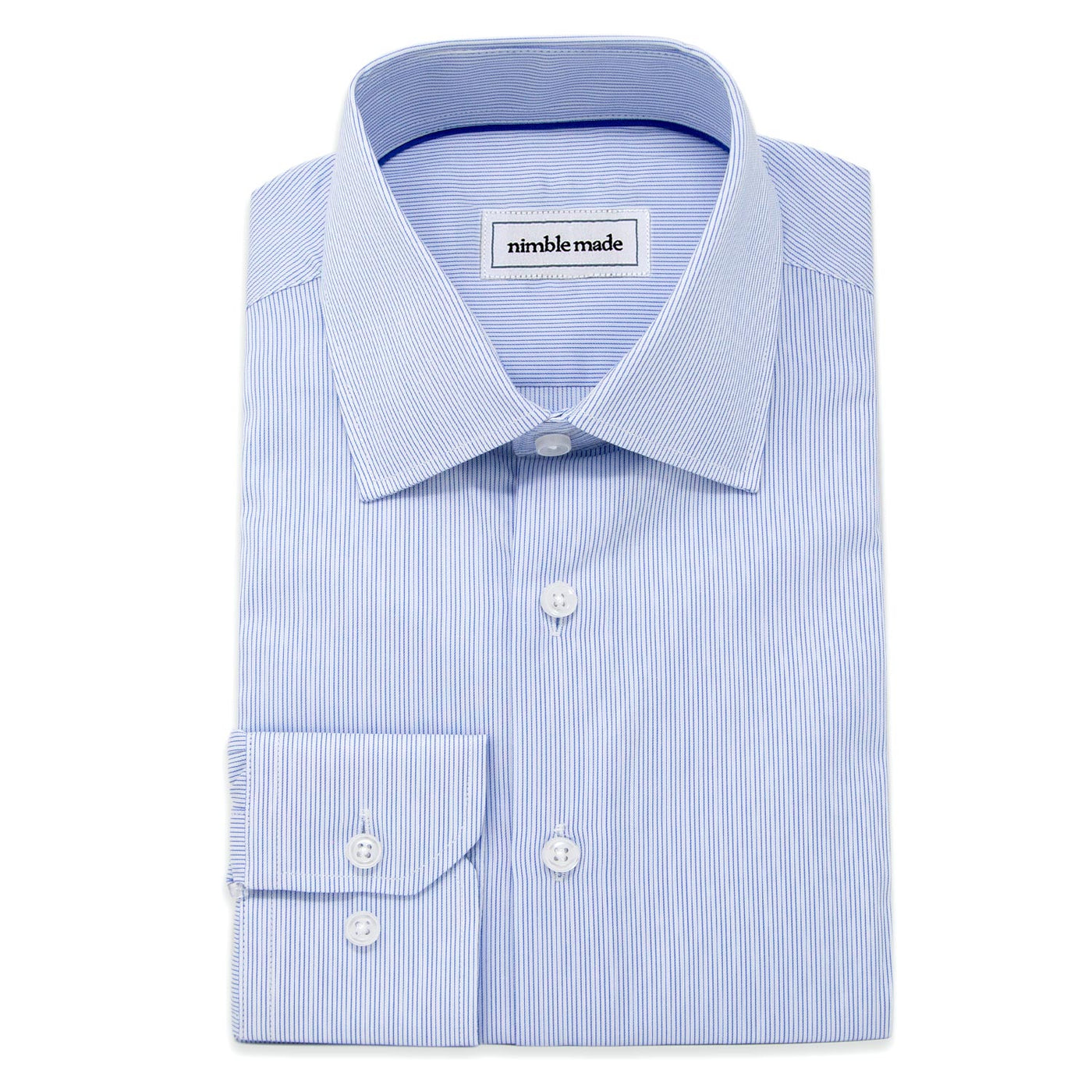 Slim Fit Blue and White Striped Dress Shirt
