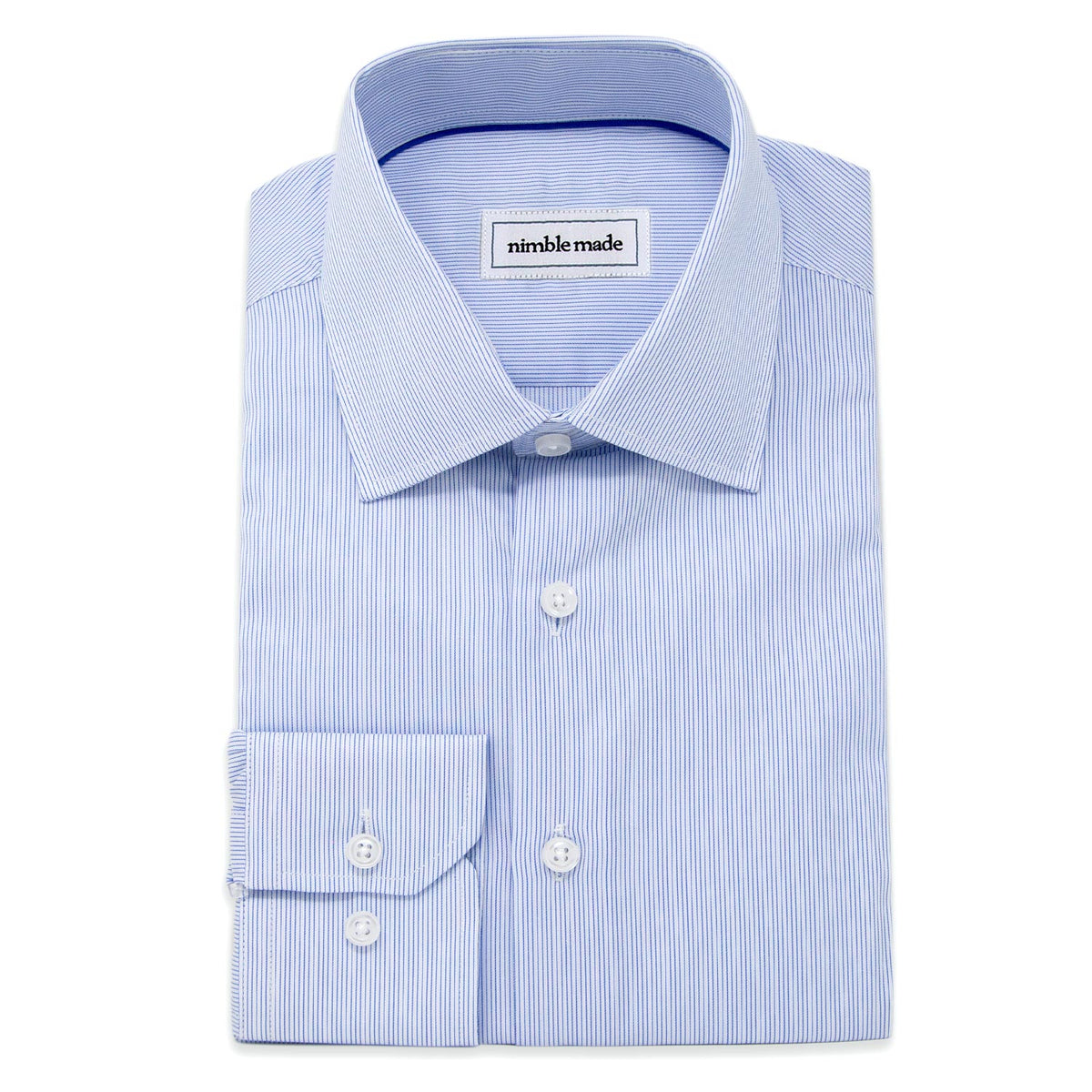 Men's White and Blue Striped Dress Shirt | The Grand Canal - Nimble Made