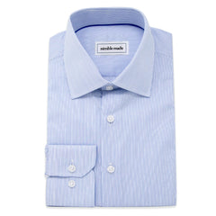 white and blue striped dress shirt for men