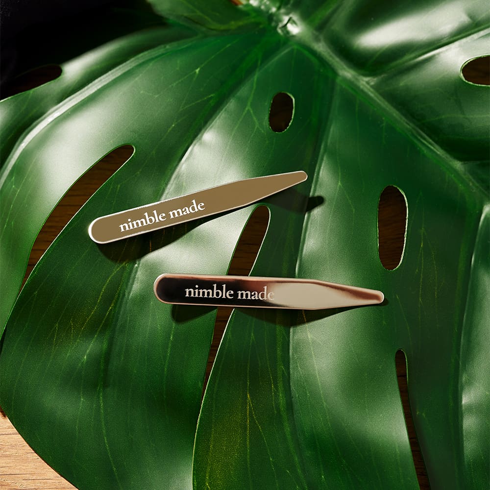 metal collar stays engraved with nimble made logo