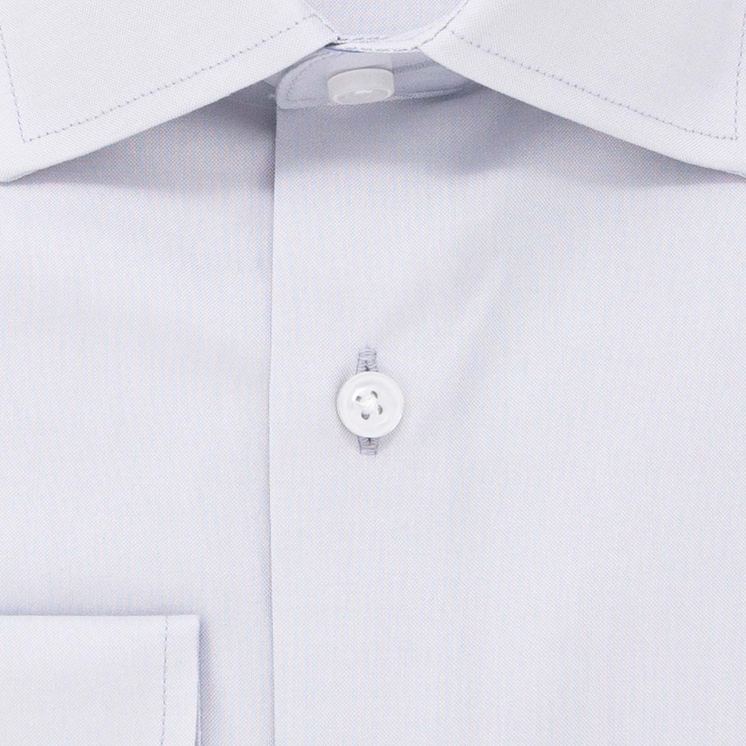 light gray mens dress shirt button and oxford fabric closeup 