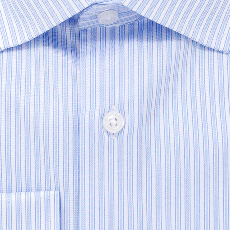 Slim Fit Blue and White Striped Button Up Shirt for Men