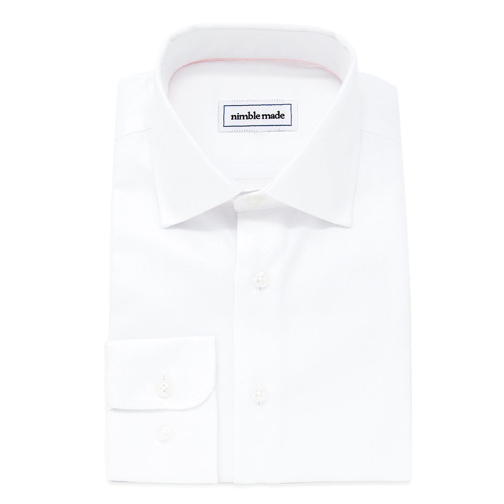 men's white button up shirt in solid white fabric