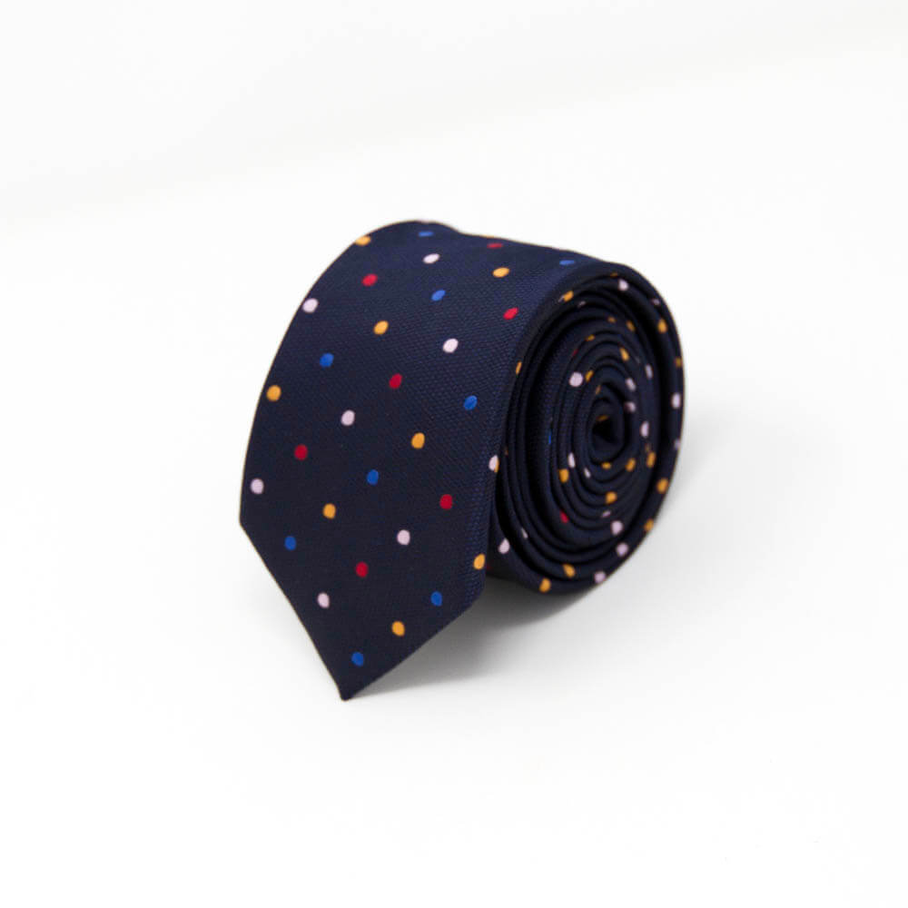 navy blue polka dot tie slim fit for men