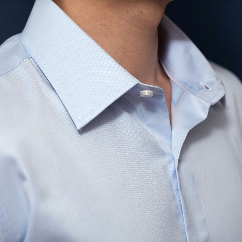 Men's Slim Fit Blue Dress Shirt Size N2
