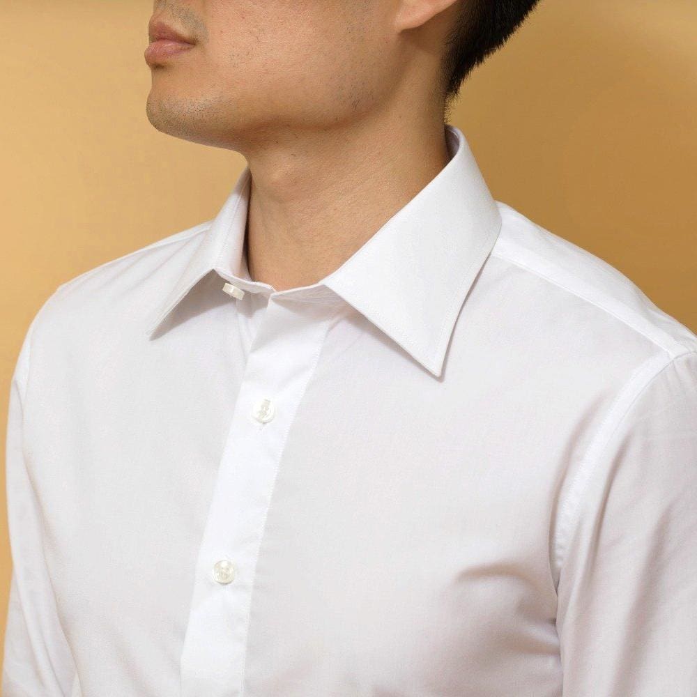 best slim fit white dress shirt on male model
