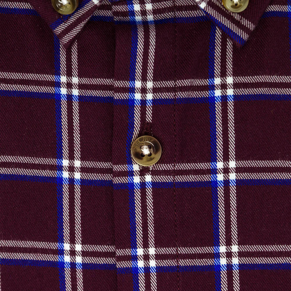 Burgundy and White Flannel Button Down Shirt | The Azuki