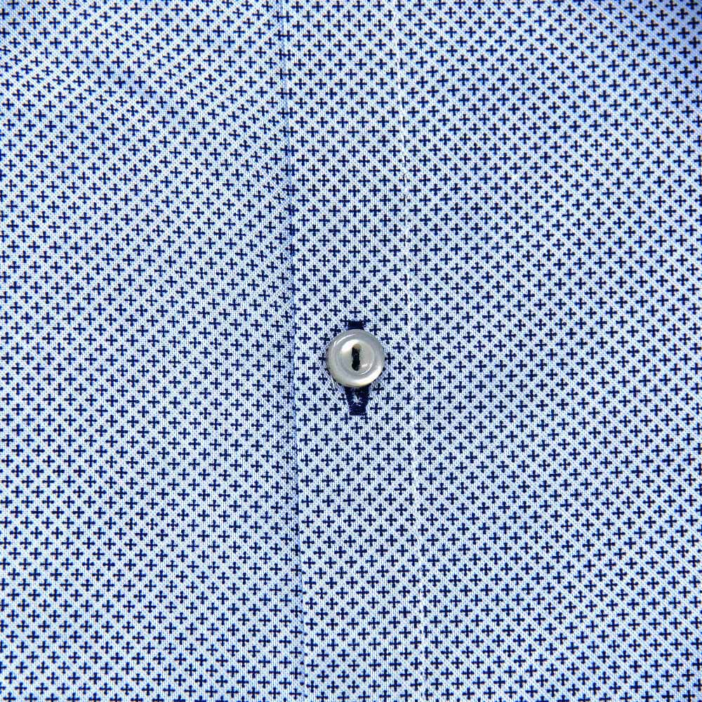 blue patterned dress shirt fabric close up