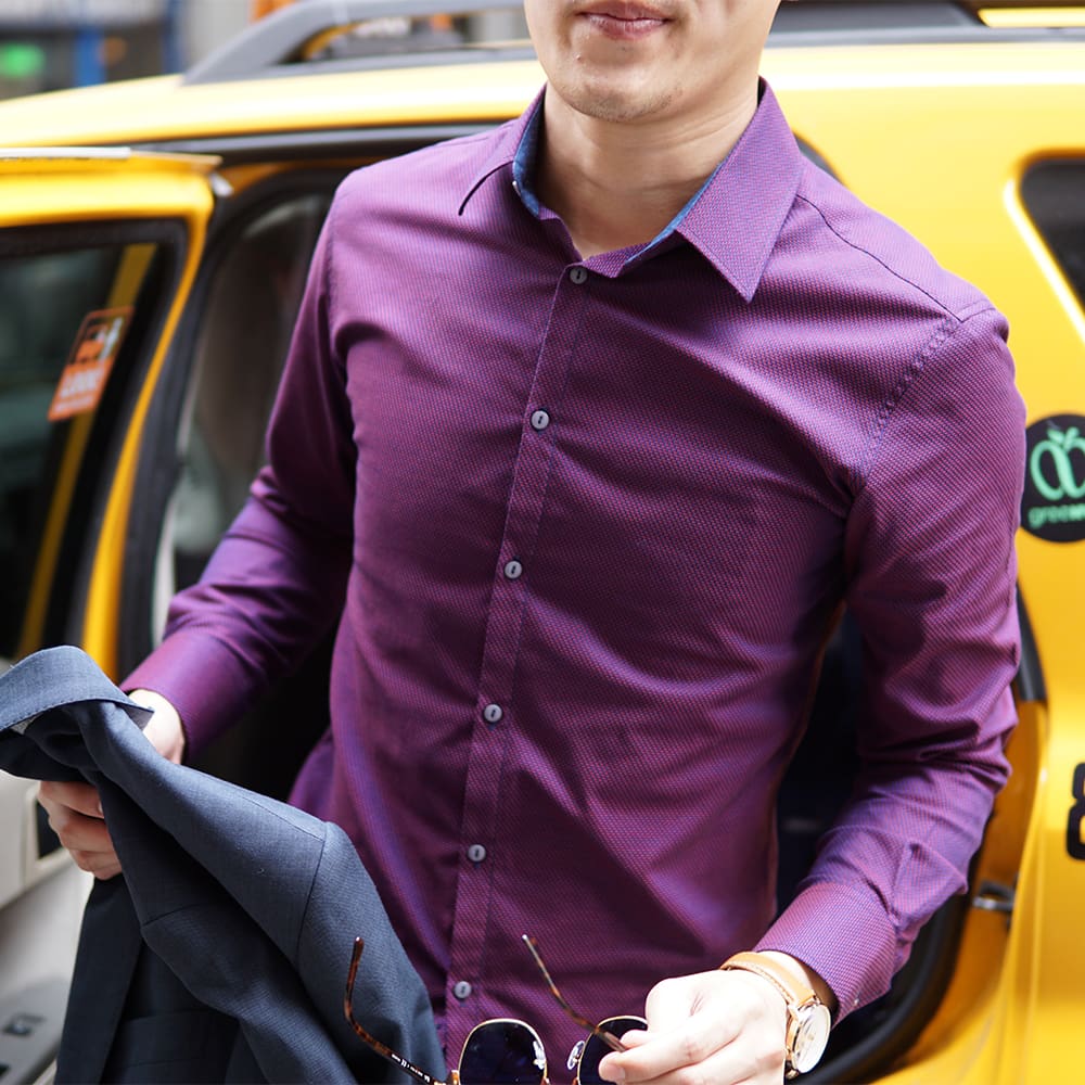 men's dark purple dress shirts in business casual attire