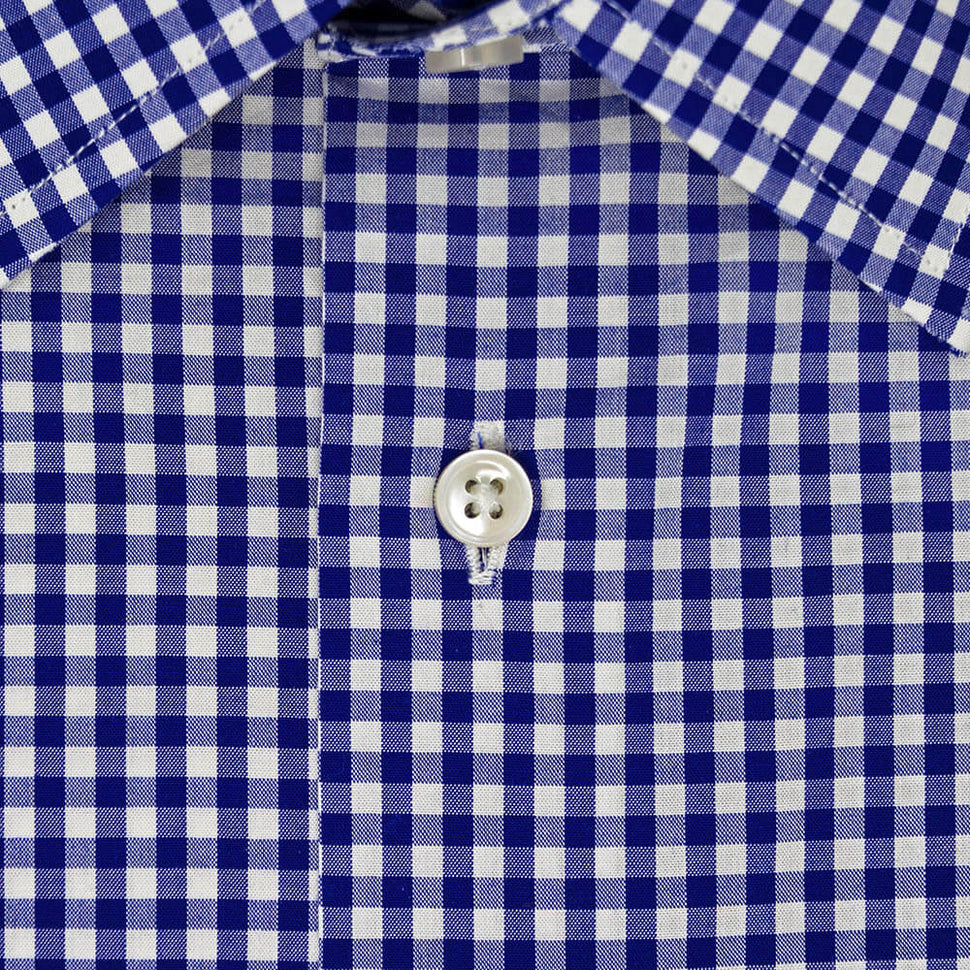 Navy Blue Checkered Dress Shirt