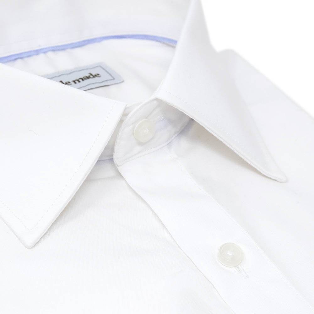 formal white dress shirt closeup of collar and buttons