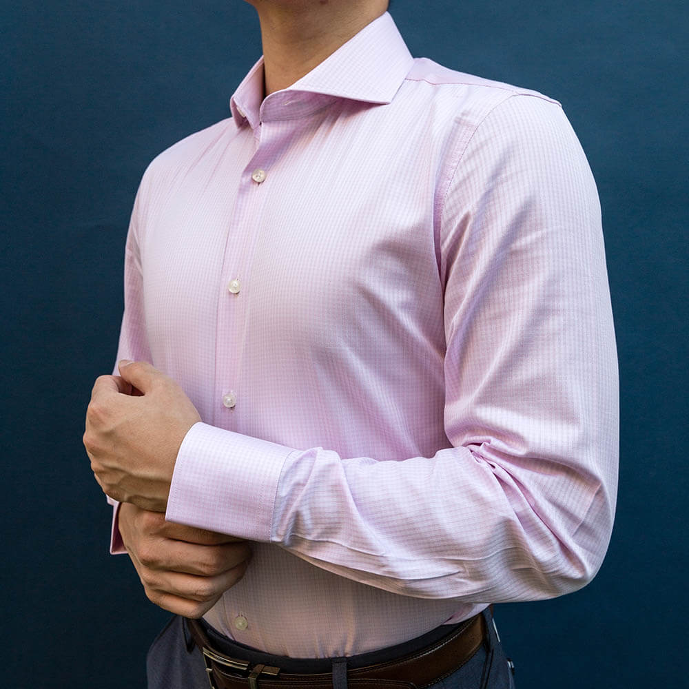 Pink Checkered Cutaway Dress Shirt | The Lei
