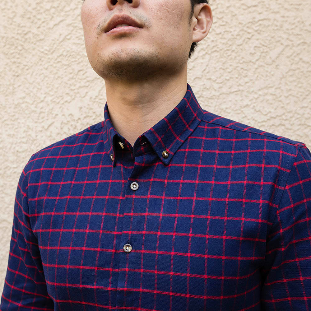 men's blue and red flannel in 100% cotton material