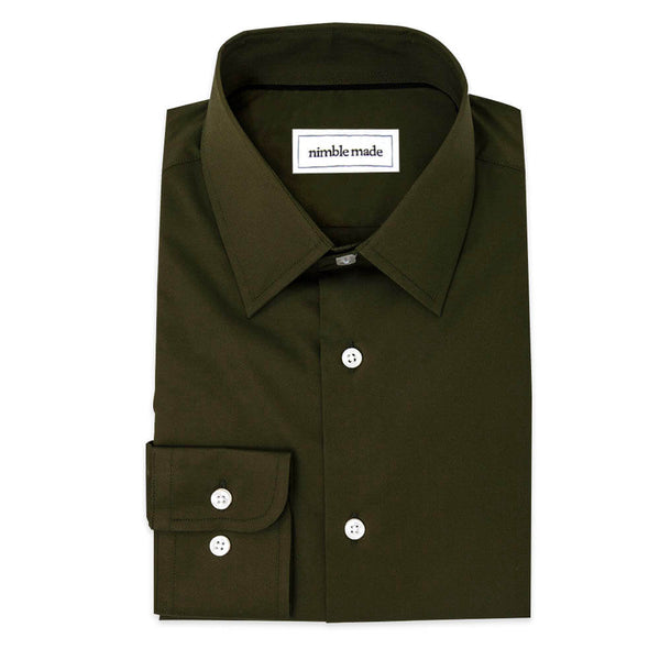 Olive Green Dress Shirt | The Lemongrass - Hunter Army Emerald Green Men's Collared Button Up Shirt - Nimble Made Olive Green Dress Shirt | The Lemongrass - Hunter Army Emerald Green Men's Collared Button Up Shirt - Nimble Made