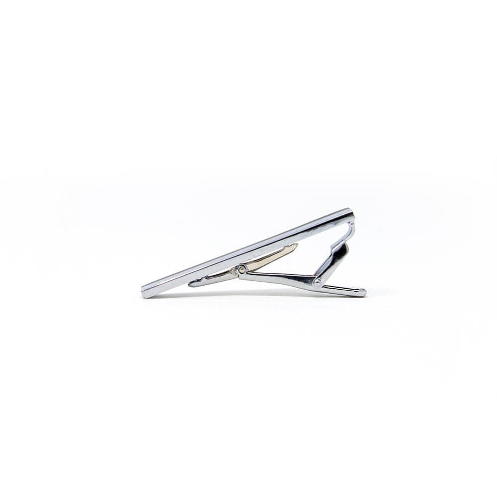 Black and Silver Striped Tie Clip