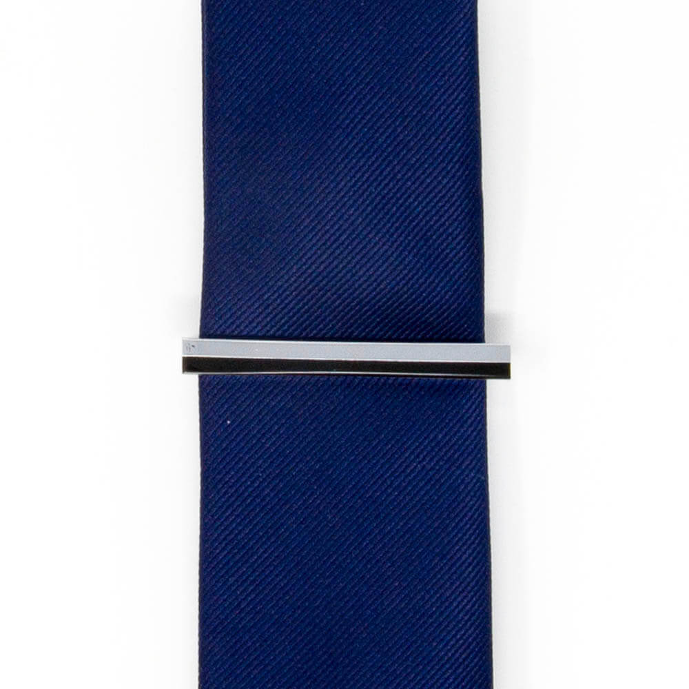 Black and Silver Striped Tie Clip