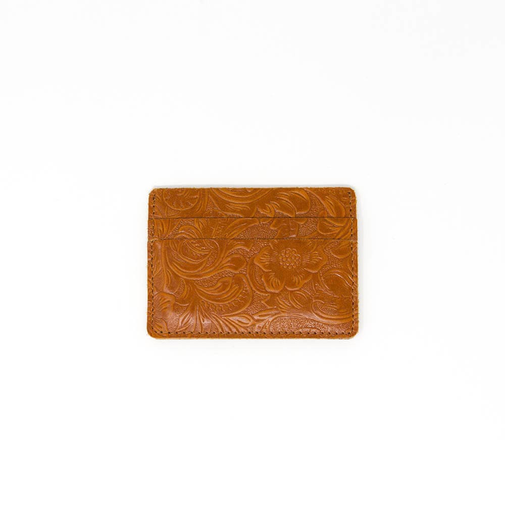 Floral Tan Men's Slim Leather Wallet