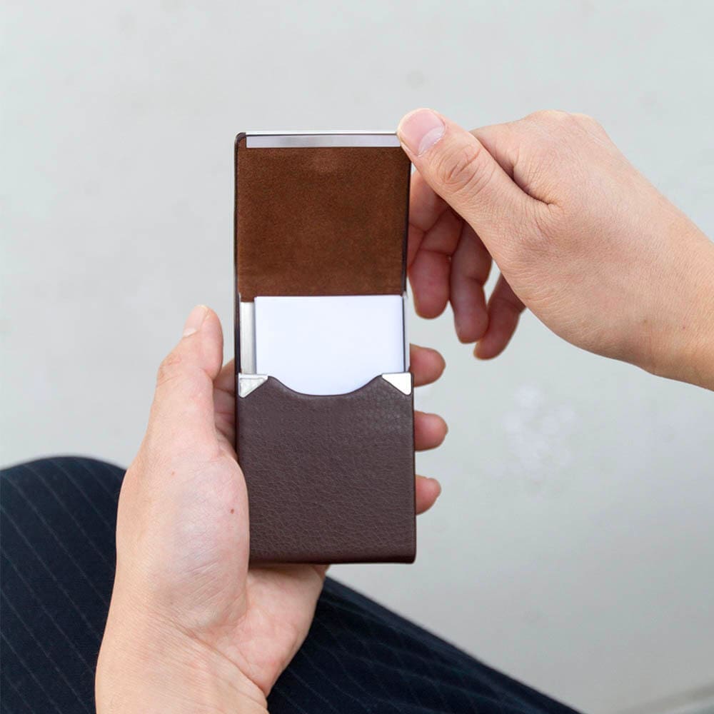 Brown Leather Vertical Card Holder Wallet