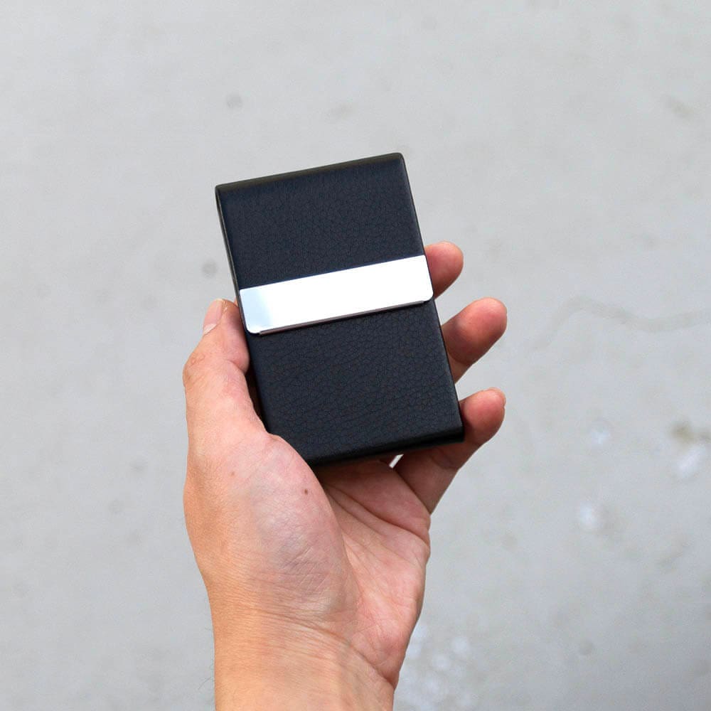 Black Leather Vertical Card Holder Wallet