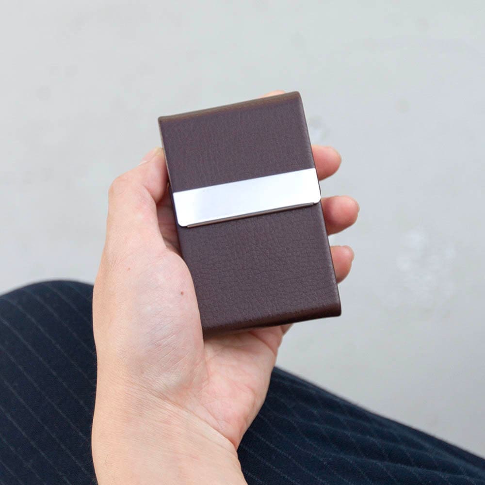 Brown Leather Vertical Card Holder Wallet